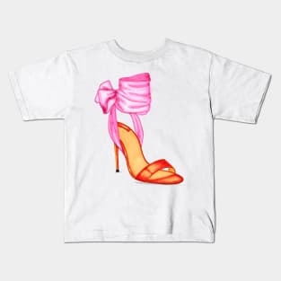 Pink Orange Women's Open Toe Heels Kids T-Shirt